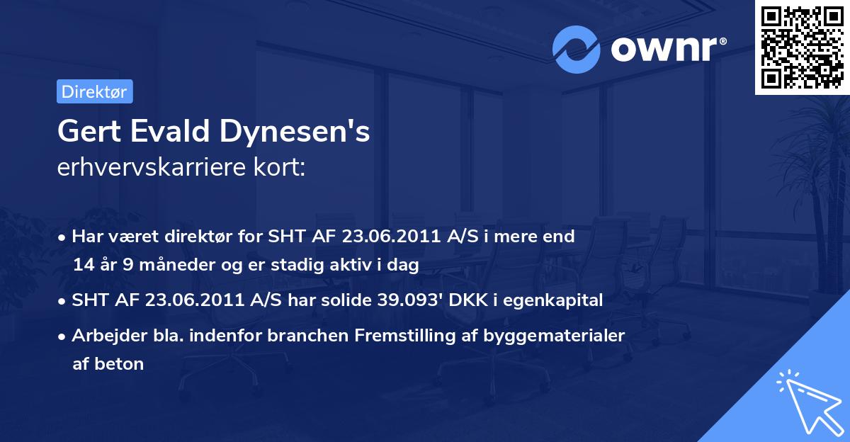 Gert Evald Dynesen's erhvervskarriere kort