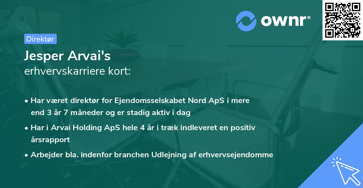 Jesper Arvai's erhvervskarriere kort