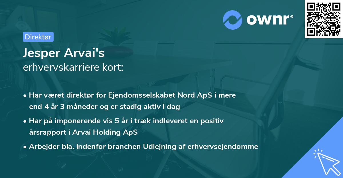 Jesper Arvai's erhvervskarriere kort
