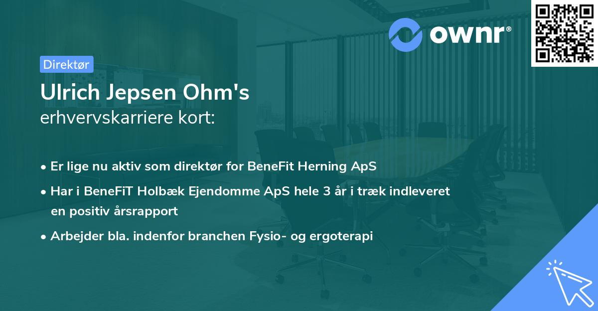 Ulrich Jepsen Ohm's erhvervskarriere kort