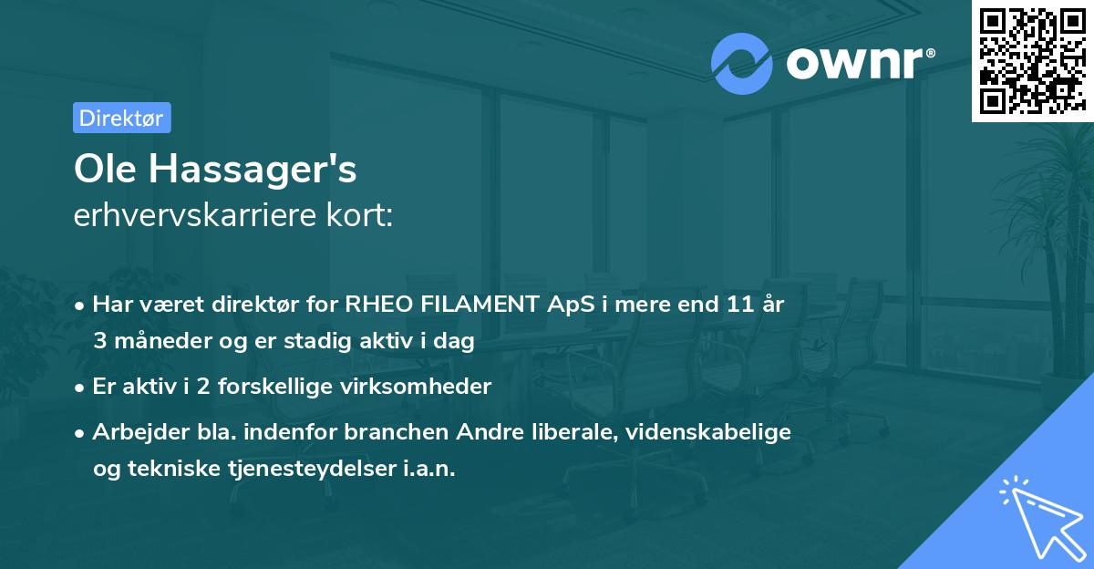 Ole Hassager's erhvervskarriere kort