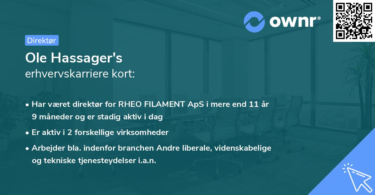 Ole Hassager's erhvervskarriere kort