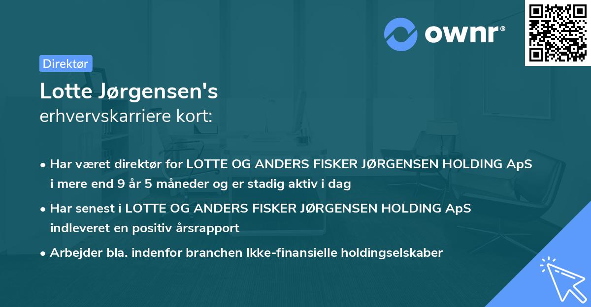 Lotte Jørgensen's erhvervskarriere kort