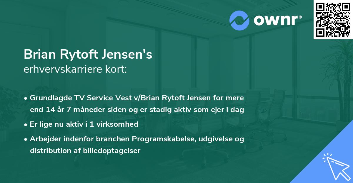 Brian Rytoft Jensen's erhvervskarriere kort