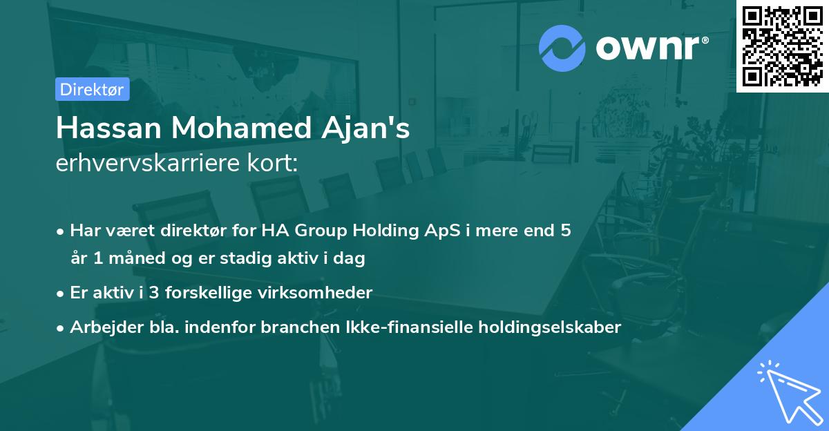 Hassan Mohamed Ajan's erhvervskarriere kort