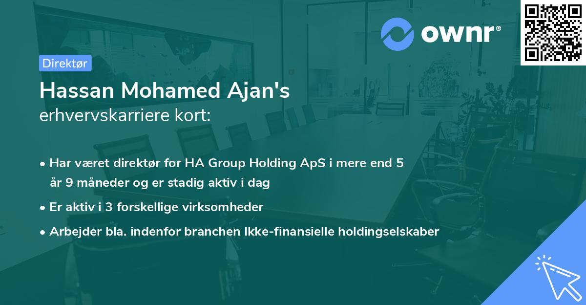Hassan Mohamed Ajan's erhvervskarriere kort