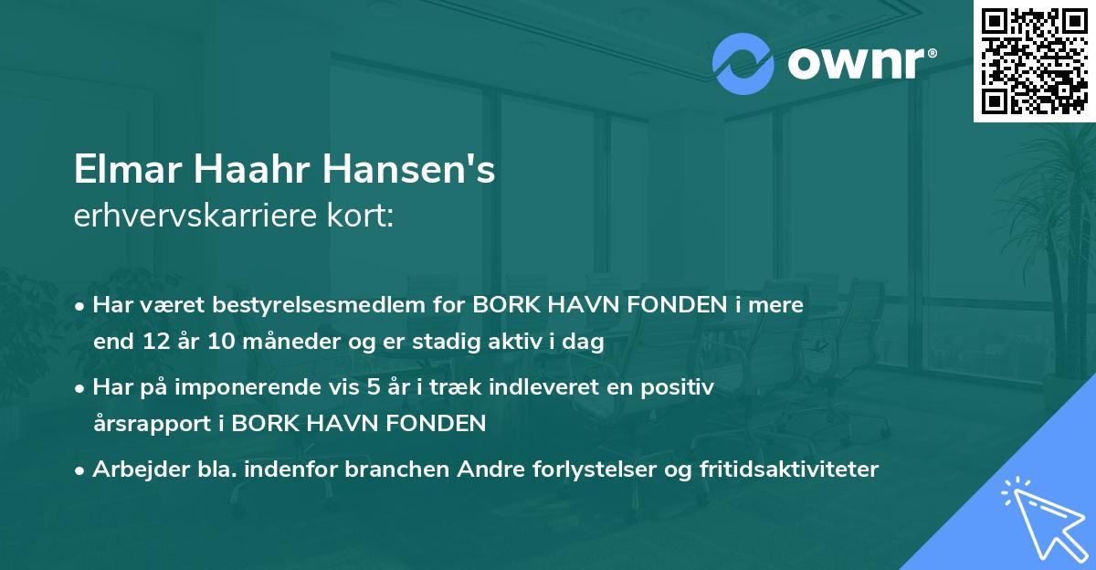 Elmar Haahr Hansen's erhvervskarriere kort