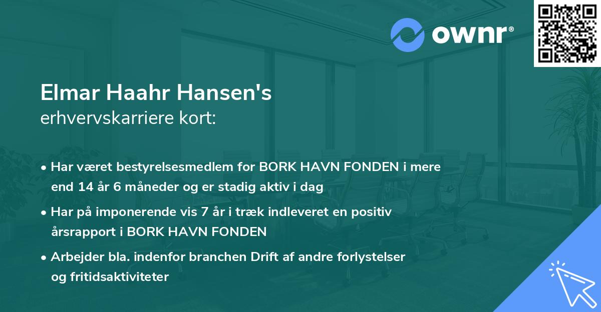 Elmar Haahr Hansen's erhvervskarriere kort