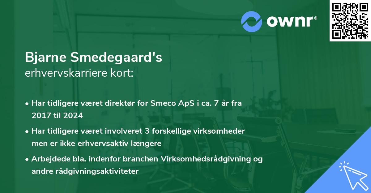 Bjarne Smedegaard's erhvervskarriere kort