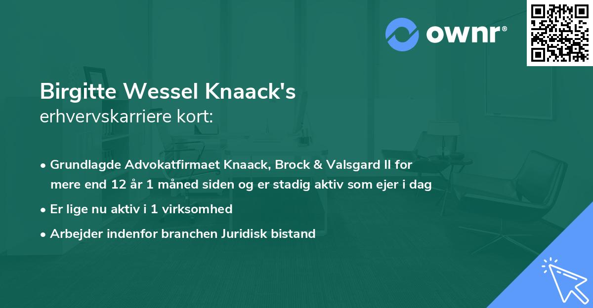 Birgitte Wessel Knaack's erhvervskarriere kort