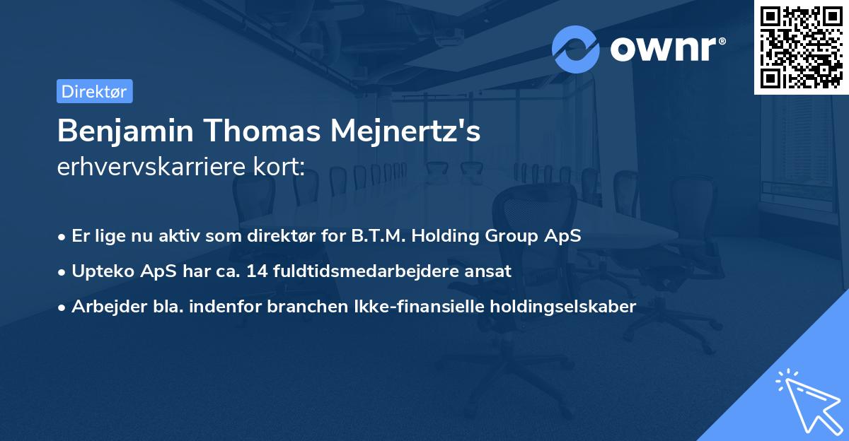 Benjamin Thomas Mejnertz's erhvervskarriere kort