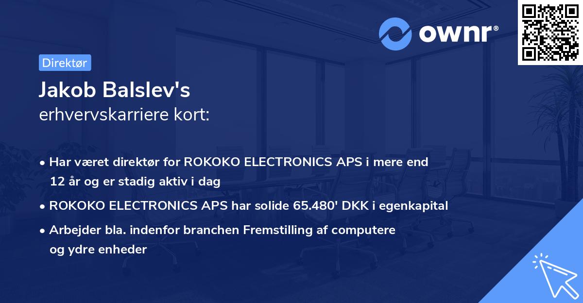 Jakob Balslev's erhvervskarriere kort