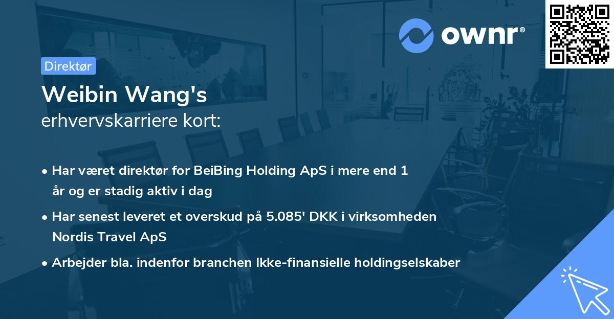 Weibin Wang's erhvervskarriere kort