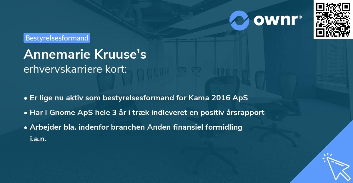 Annemarie Kruuse's erhvervskarriere kort