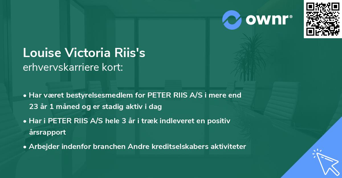 Louise Victoria Riis's erhvervskarriere kort