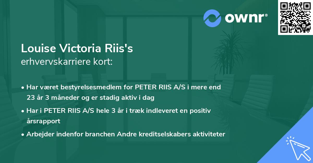 Louise Victoria Riis's erhvervskarriere kort