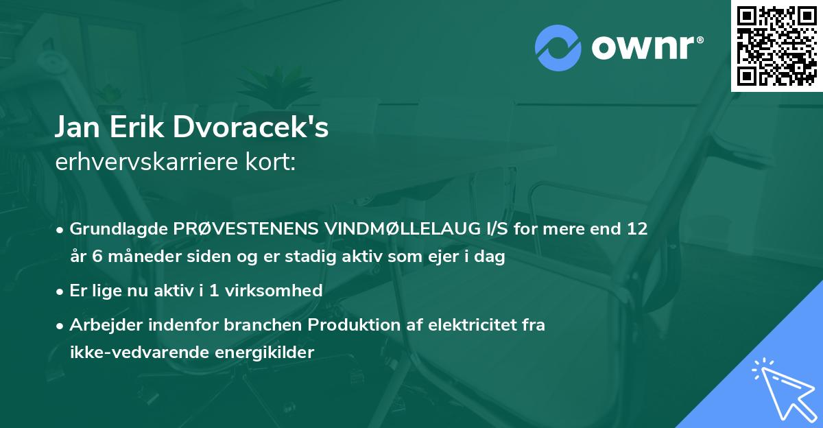 Jan Erik Dvoracek's erhvervskarriere kort