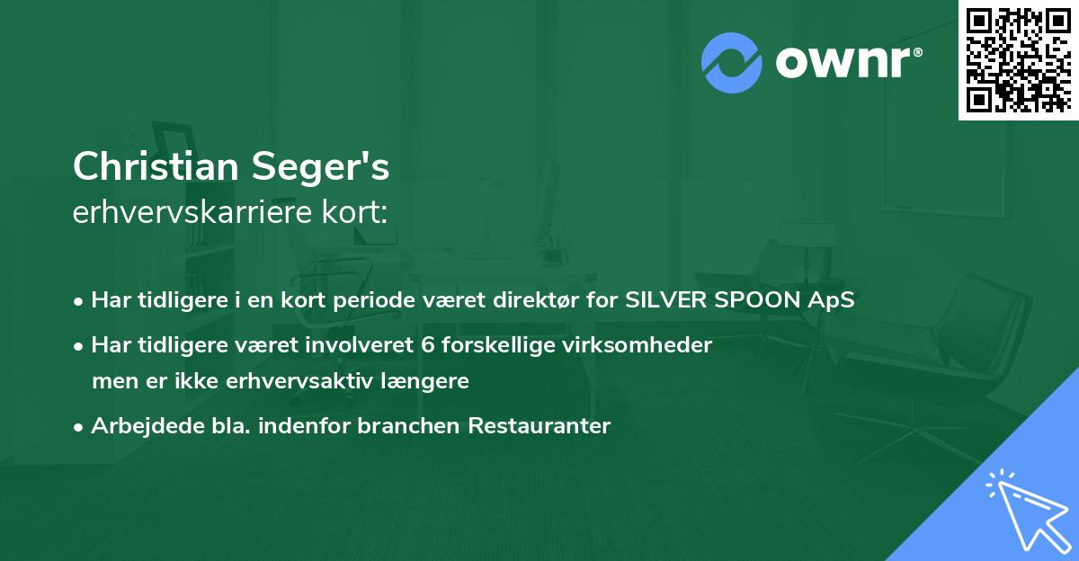 Christian Seger's erhvervskarriere kort