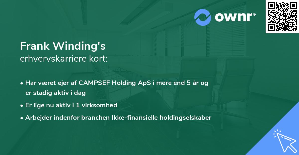 Frank Winding's erhvervskarriere kort