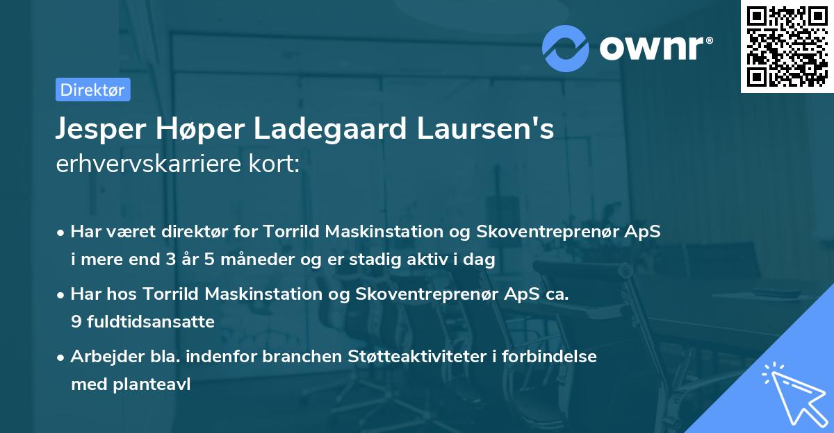 Jesper Høper Ladegaard Laursen's erhvervskarriere kort