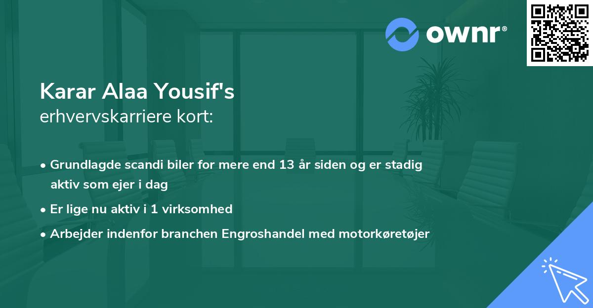 Karar Alaa Yousif's erhvervskarriere kort