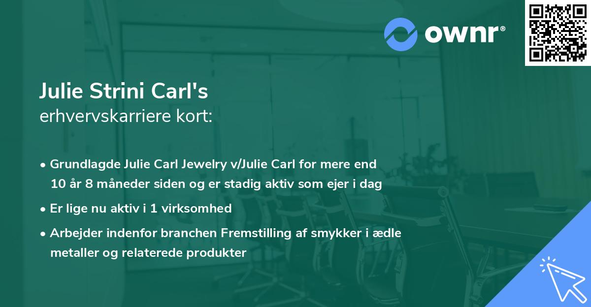 Julie Strini Carl's erhvervskarriere kort