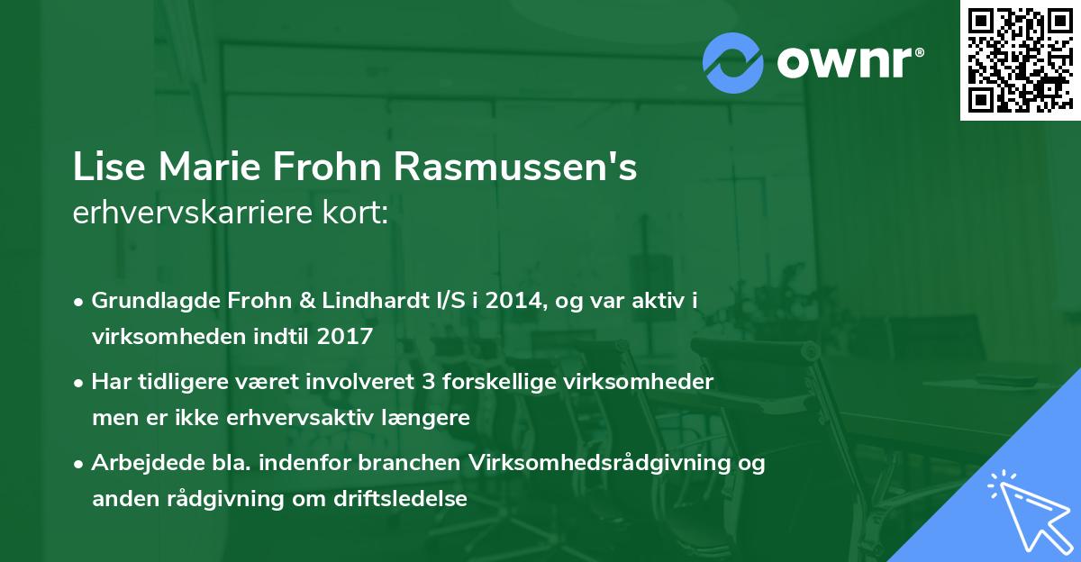 Lise Marie Frohn Rasmussen's erhvervskarriere kort