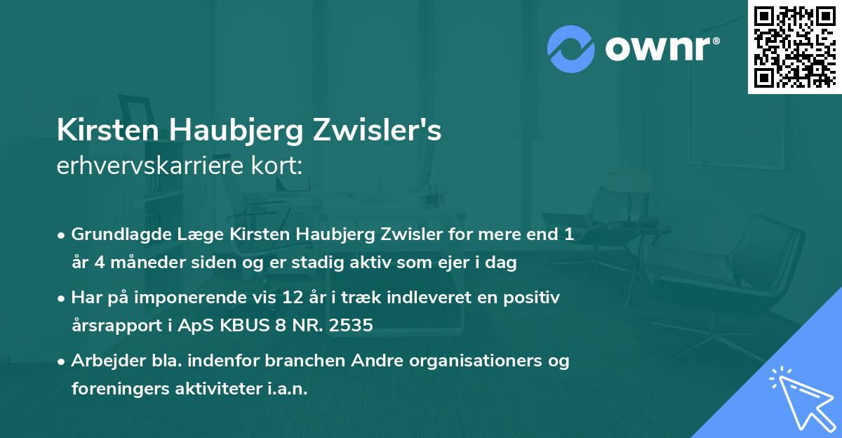 Kirsten Haubjerg Zwisler's erhvervskarriere kort