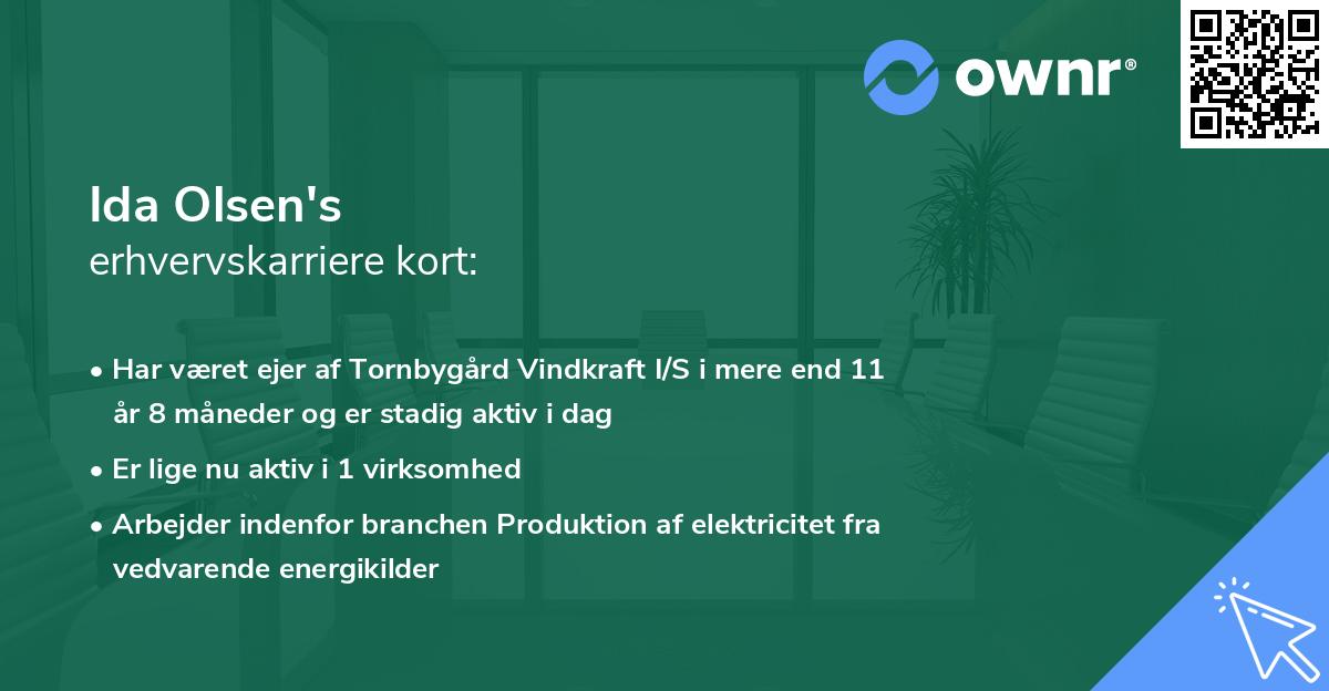 Ida Olsen's erhvervskarriere kort