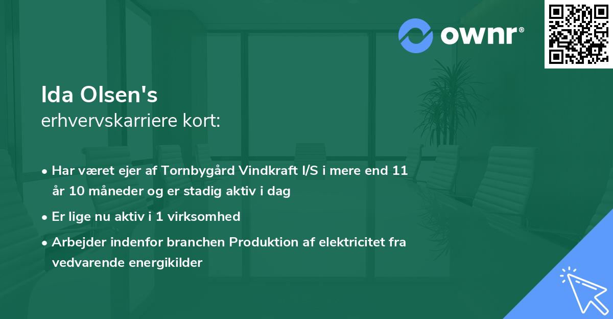 Ida Olsen's erhvervskarriere kort