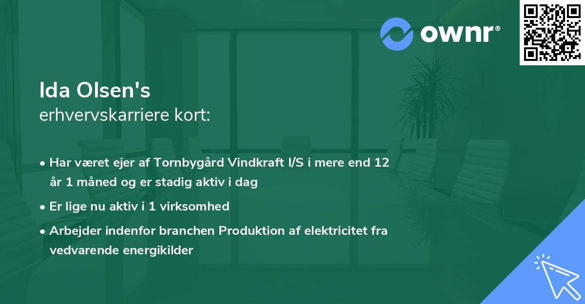 Ida Olsen's erhvervskarriere kort
