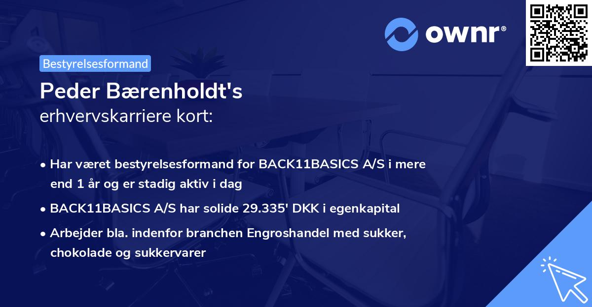 Peder Bærenholdt's erhvervskarriere kort