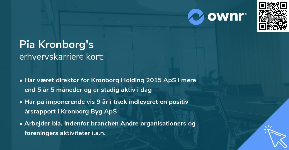 Pia Kronborg's erhvervskarriere kort