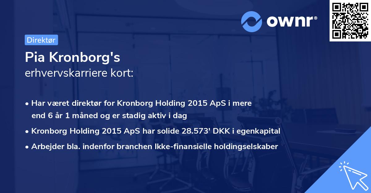 Pia Kronborg's erhvervskarriere kort