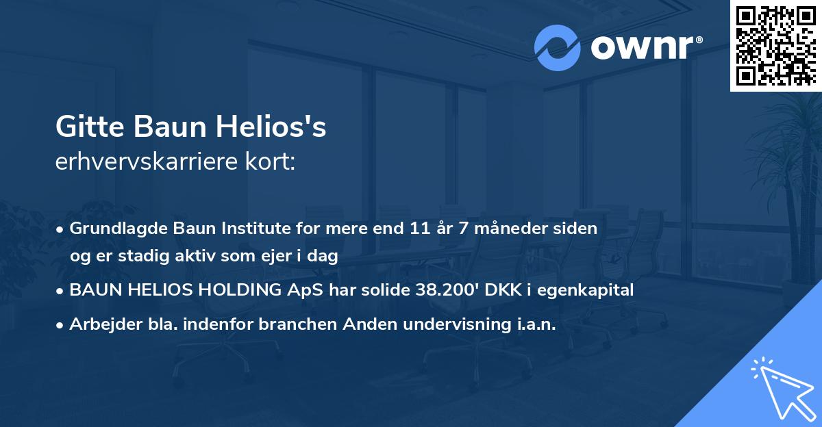Gitte Baun Helios's erhvervskarriere kort
