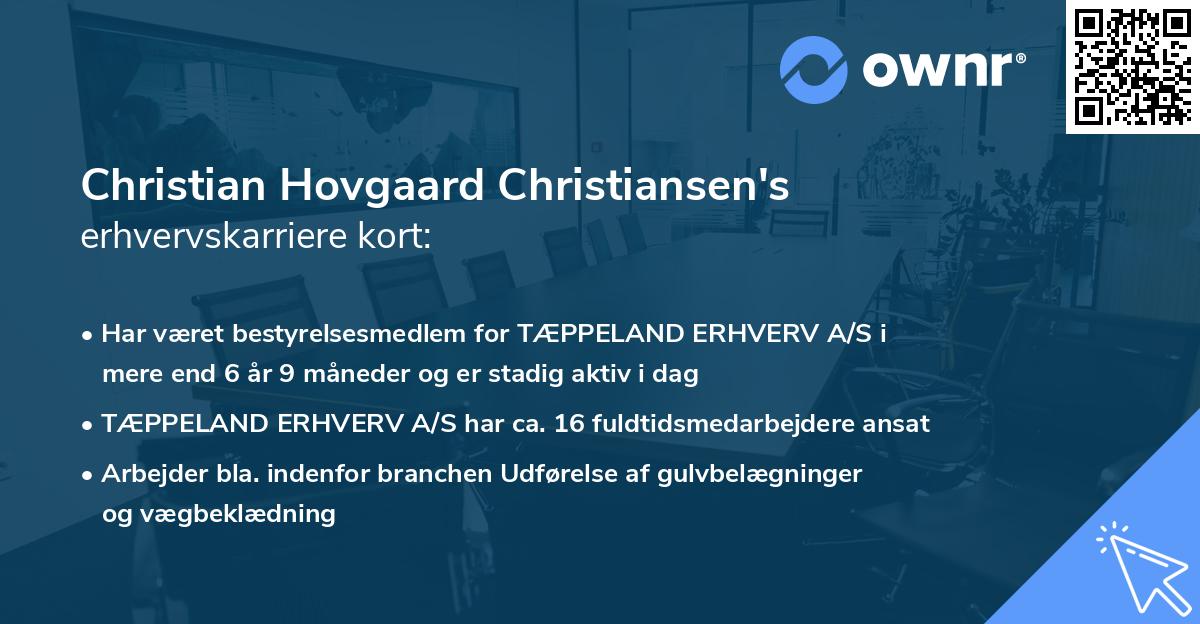 Christian Hovgaard Christiansen's erhvervskarriere kort