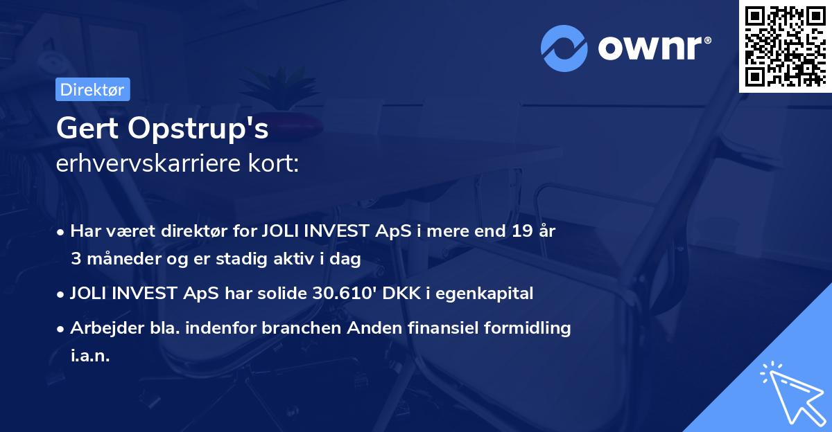 Gert Opstrup's erhvervskarriere kort