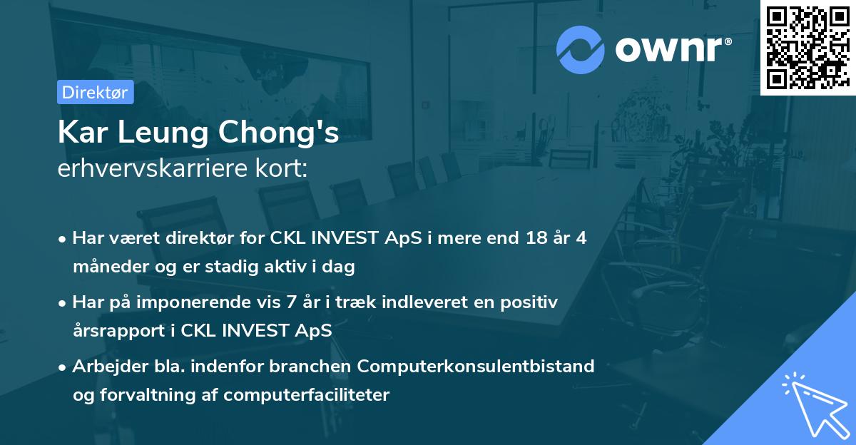 Kar Leung Chong's erhvervskarriere kort