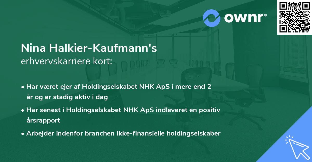 Nina Halkier-Kaufmann's erhvervskarriere kort