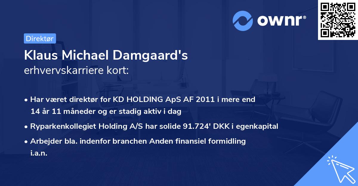 Klaus Michael Damgaard's erhvervskarriere kort