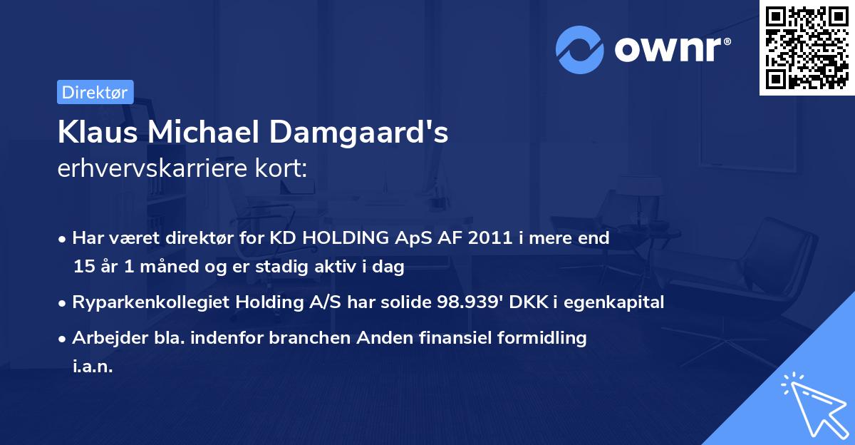 Klaus Michael Damgaard's erhvervskarriere kort