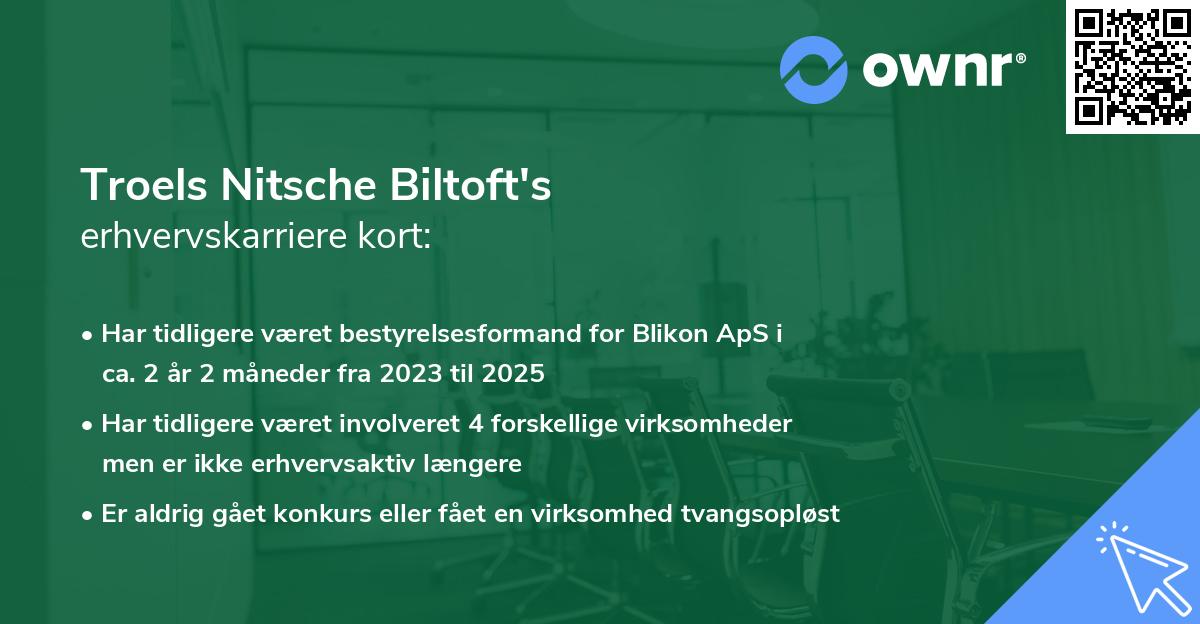 Troels Nitsche Biltoft's erhvervskarriere kort