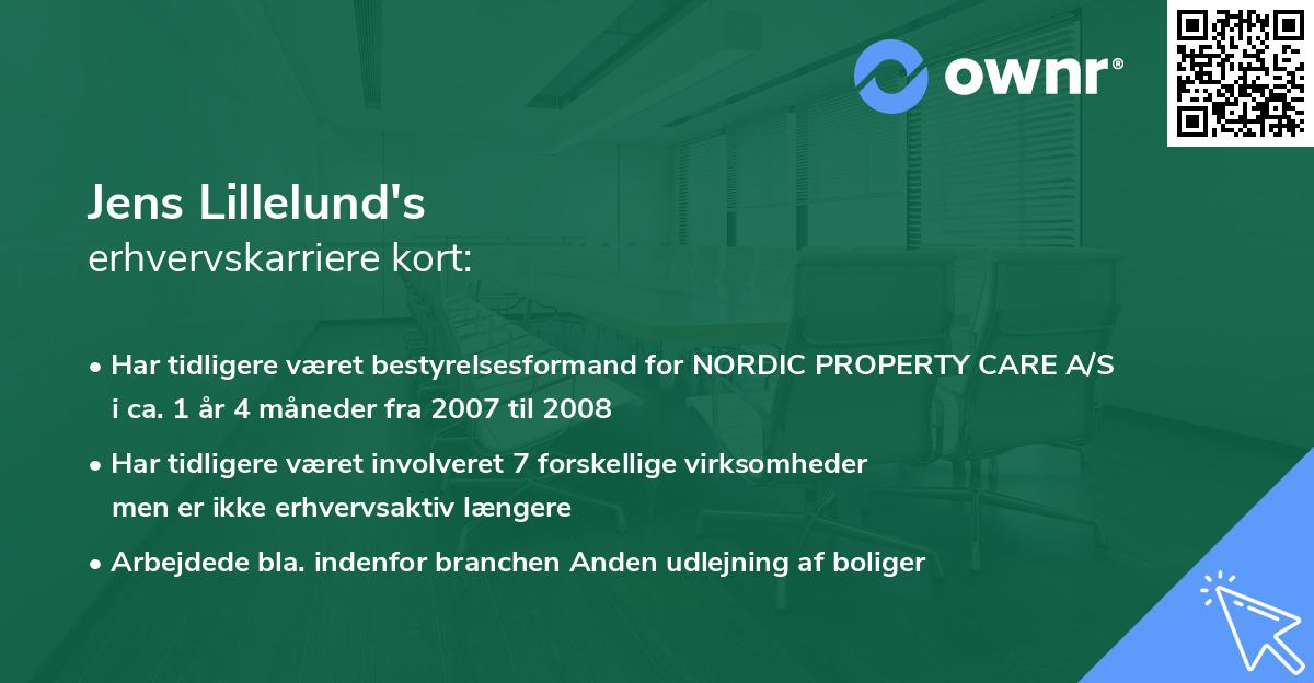 Jens Lillelund's erhvervskarriere kort