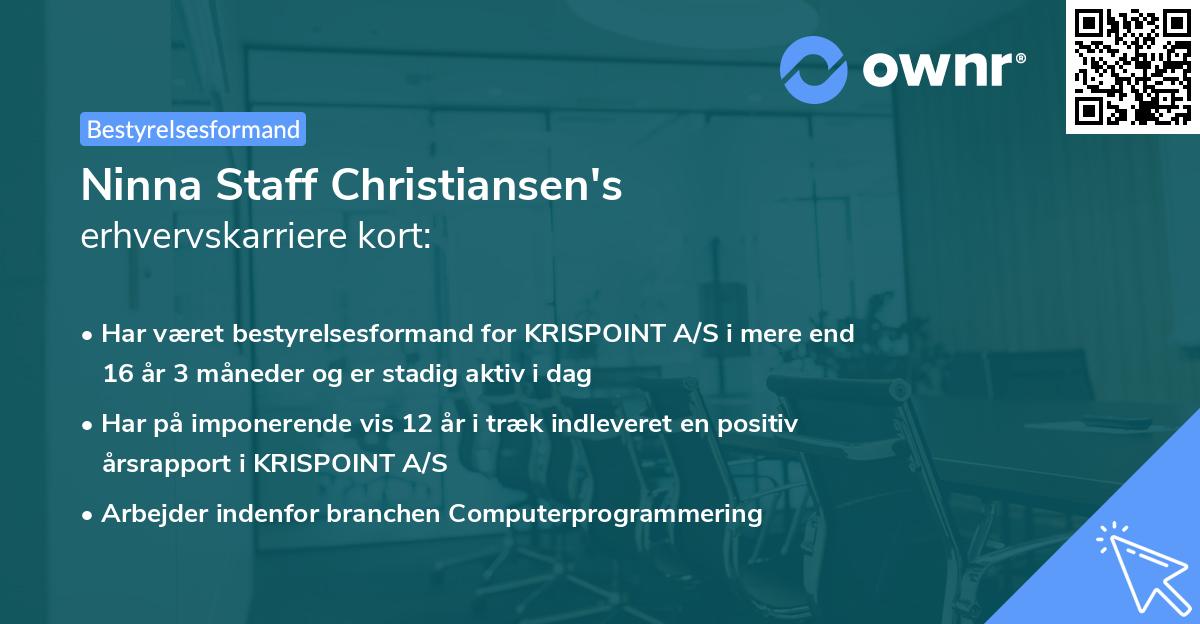 Ninna Staff Christiansen's erhvervskarriere kort