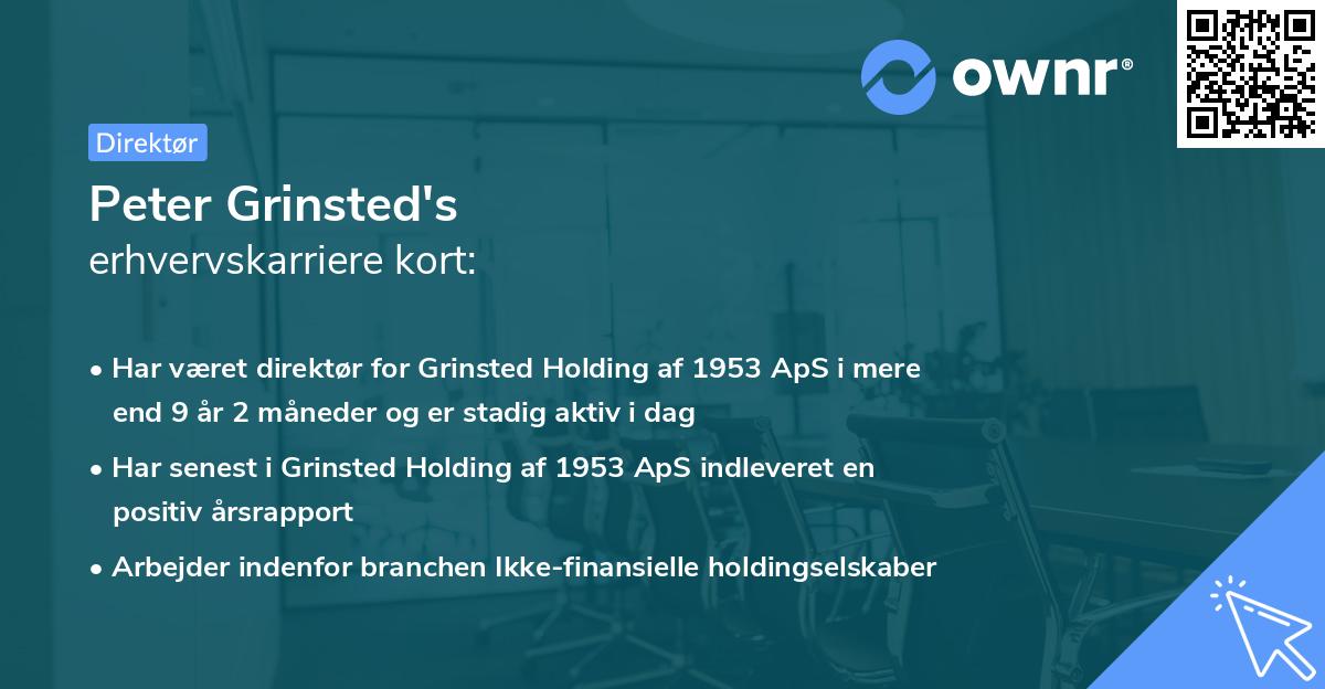 Peter Grinsted's erhvervskarriere kort