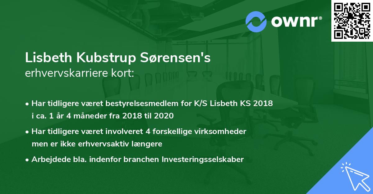 Lisbeth Kubstrup Sørensen's erhvervskarriere kort