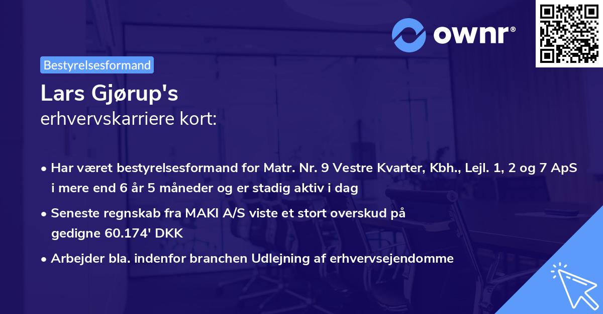 Lars Gjørup's erhvervskarriere kort