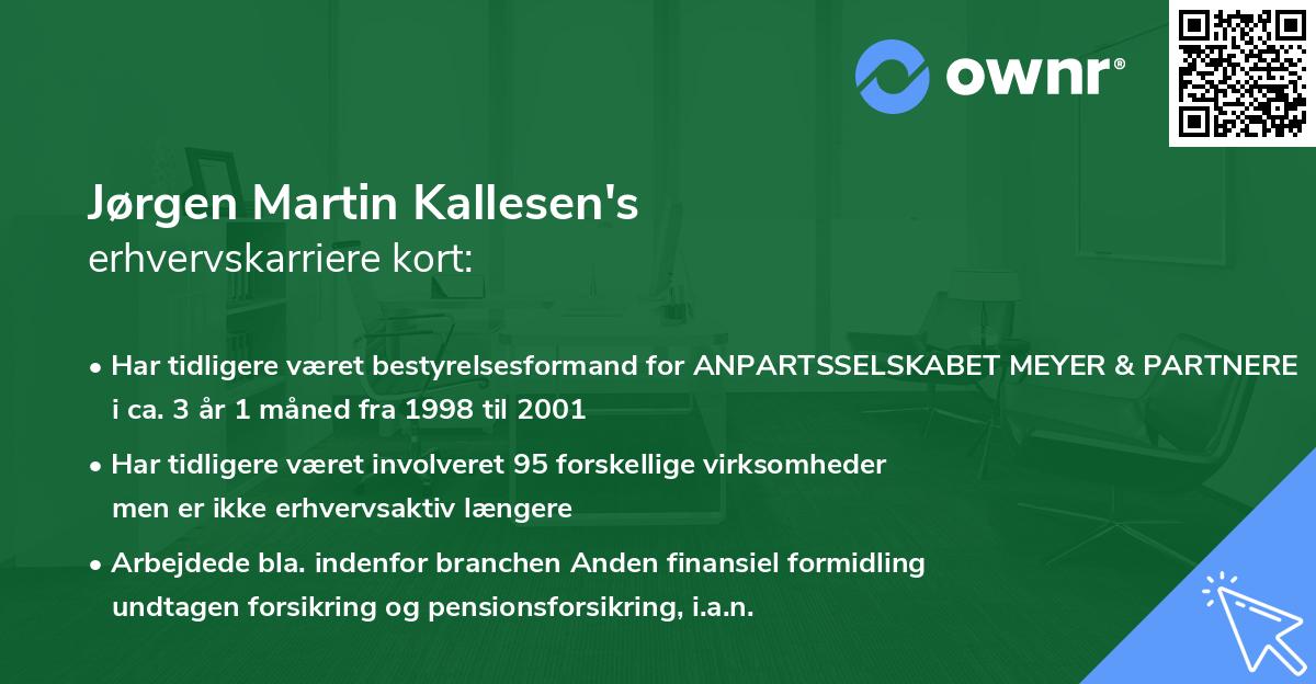 Jørgen Martin Kallesen's erhvervskarriere kort