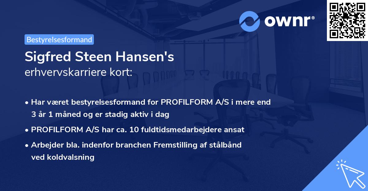 Sigfred Steen Hansen's erhvervskarriere kort