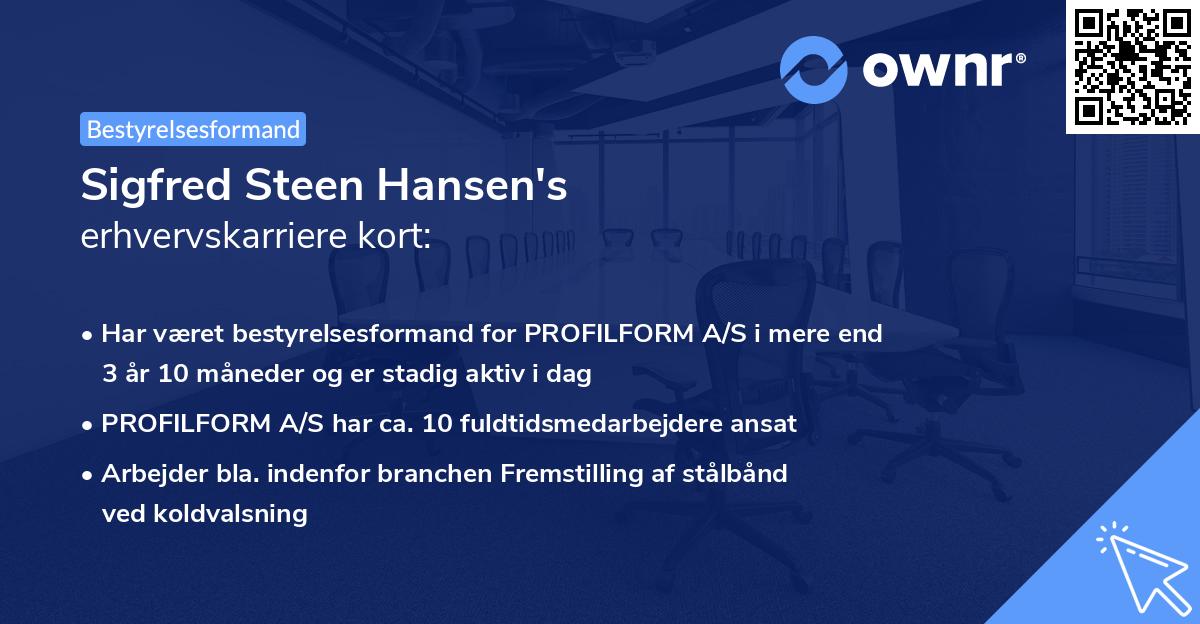 Sigfred Steen Hansen's erhvervskarriere kort